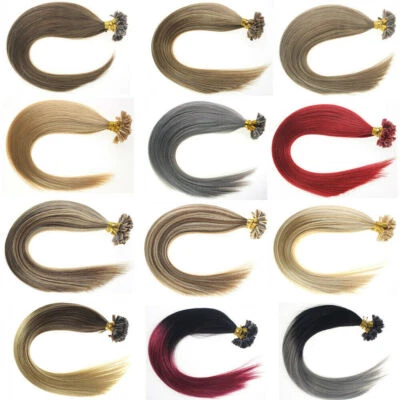 Pre-Bonded U Tip Hair Extensions Keratin Fusion Remy Human Hair Balayage 1g/s - Image 1 of 4