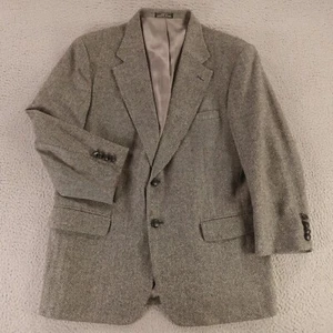 VTG Tweed Jacket M Gray Black 100% Wool Lambswool Blazer Sport Coat 42S - Picture 1 of 19
