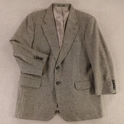 VTG Tweed Jacket M Gray Black 100% Wool Lambswool Blazer Sport Coat 42S - Image 1 of 4