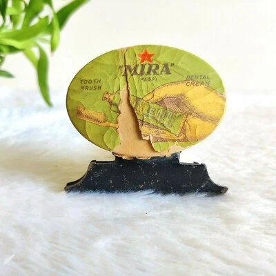 Vintage Mira Tooth Paste Brush Advertising Tin Paper Clip Holder England T962 - Image 1 of 4