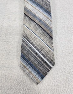 Vintage Guy Laroche Paris 100% Silk Designer Tie Pale Gray/Blue Striped - Picture 1 of 3