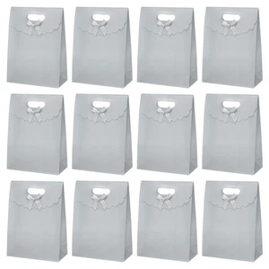 12 piezas bolsas de regalo 8,3 x 2,8 x 6 pulgadas bolsa de envoltura de regalo con asas de cinta de lazo gris - Imagen 1 de 7
