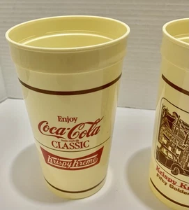 Vintage 2 Coca-Cola Krispy Kreme Plastic Cups 1980's Excellent Condition - Picture 1 of 8