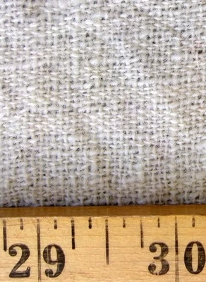 Vintage 100% WOOL Woven FABRIC Suiting Hand Spun Natural White Tweed Boucle Slub - Image 1 of 4