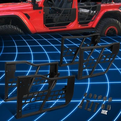 Para Jeep Wrangler JK 07-18 4 puertas todoterreno tubo tubular negro puertas delanteras y traseras Foto 1 de 4