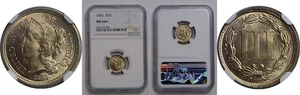 1866 3CN Nickel Three Cent NGC MS-66+ - Picture 1 of 3
