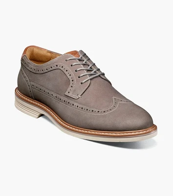 Мужские кожаные классические туфли Florsheim Norwalk Oxford размер США 12 цвет серый с кончиком крыла GAL2079 - Изображение 1 из 4