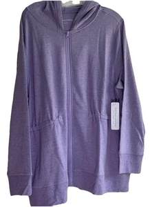 Soft Surroundings Siesta Soft Jacket 1X Purple Haze Heather Hooded Zip Fleece - Bild 1 von 16