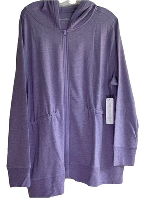 Soft Surroundings Siesta Soft Jacket 1X Purple Haze Heather Hooded Zip Fleece - Image 1 of 4