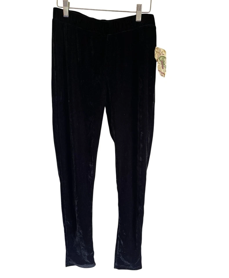 New! One World Velvet Black Leggings Size Medium Stretch Soft Lounge Athleisure - Image 1 of 4