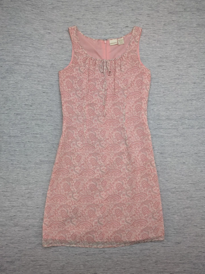 Vestido Y2K Merona Mujer 4 Rosa Paisley 100% Seda Sin Mangas Babydoll Hada Foto 1 de 4