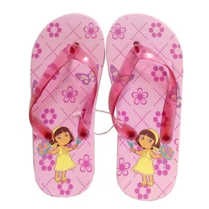 DORA THE EXPLORER Pink Floral Thong Flip Flops Beach Sandals Kids Girls Size 2/3 - Picture 1 of 7