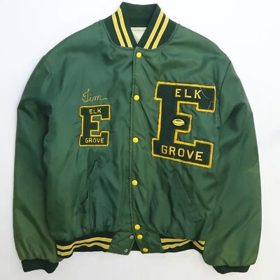 Chaqueta Universitaria de Fútbol Vintage Elk Grover Talla XL Verde Foto 1 de 4