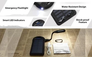 5000mAh Portable Solar Power Bank Waterproof/Shockproof/Dustproof 2 USB Battery - Picture 1 of 2