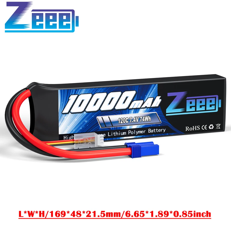 Zeee 2S Lipo Akku 10000mAh 7.4V 120C EC5 softcase für RC Auto Truck Flugzeug FPV - Bild 1 von 4