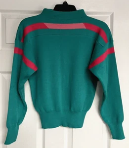 OBERMEYER Retro "Tango" Wool Blend LS Pullover Ski Sweater Size S VINTAGE - Picture 1 of 13