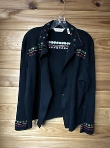 Bechamel Women's Jacket Black Floral Embroidered/Sequin Long Sleeve Size L - Picture 1 of 7