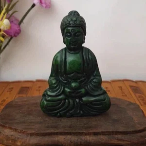 Buddha Meditation Statue Jade Stein geschnitzt Thai Amulett - Bild 1 von 3
