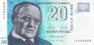 More details for #bank of finland 20 markkaa 1993 p-123 vf väinö linna