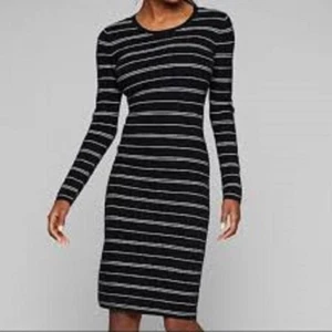 ATHLETA Sweater Weather Dress, NWOT, Small, Black / White Stripe. Washable Wool - Picture 1 of 4