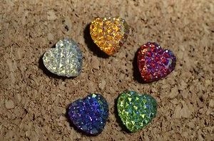 Set of 5 blingy AB HEART bulletin board pushpins / thumbtacks, or magnets. - Picture 1 of 6