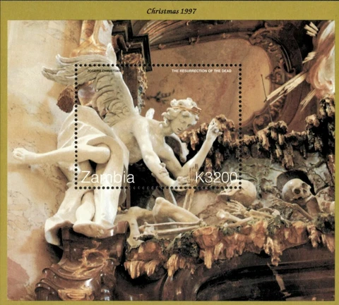 Zambia 1997 - Christmas Angels Sculpture - Souvenir Sheet - Scott 705 - MNH Cover