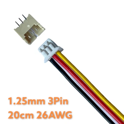 ✅ 3Pin 1.25 1.25mm Micro JST Stecker inkl. 20cm Kabel + Buchse lose 26AWG Servo  - Bild 1 von 4