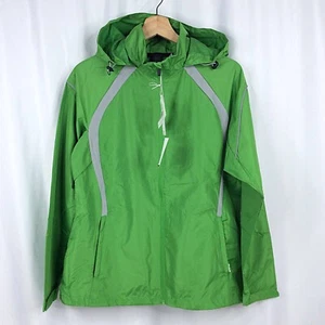 NWT North End Windbreaker Jacket Womens Size Medium Green Gray Reflective Hooded - Picture 1 of 9