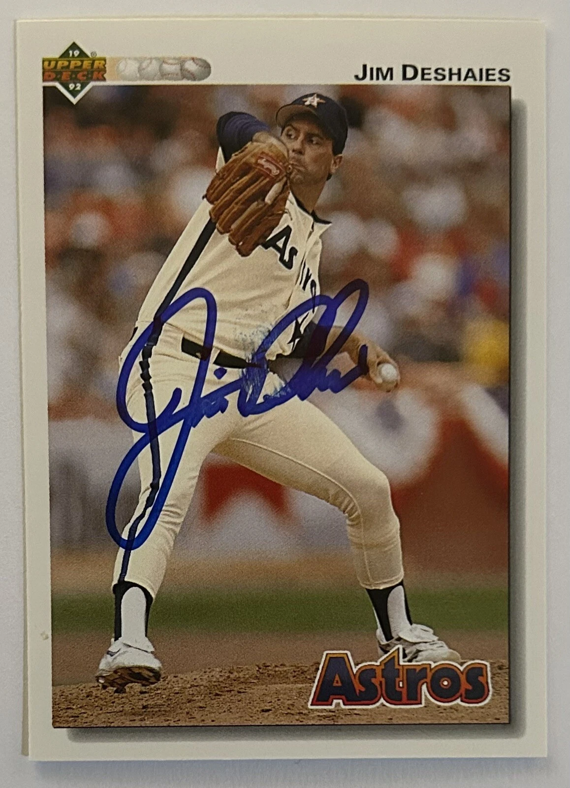 JIM DESHAIES Signed Auto 1992 Upper Deck Card #297 ~ Astros