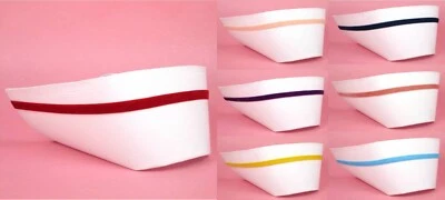 NURSE HAT OLD FASHION VINTAGE COSTUME CAP WHITE COTTON W/ VELVET COLOR BAND - Image 1 of 4