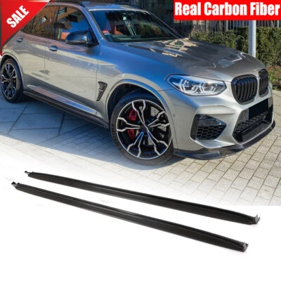 For BMW X3M F97 X4M F98 2019-2022 Real Carbon Side Skirt Extension Lip Splitters - Image 1 of 4