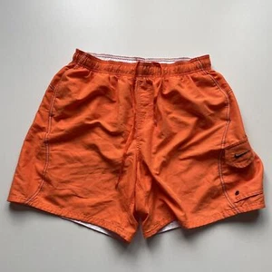 Vintage 2000s Nike Embroidered Swoosh Swim Shorts Orange Youth XL Size 32 Rare - Picture 1 of 9