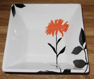Ty Pennington Style Graphic Floral 6 1/2"  X 3" Square Bowl/Orange/NEW - Picture 1 of 4