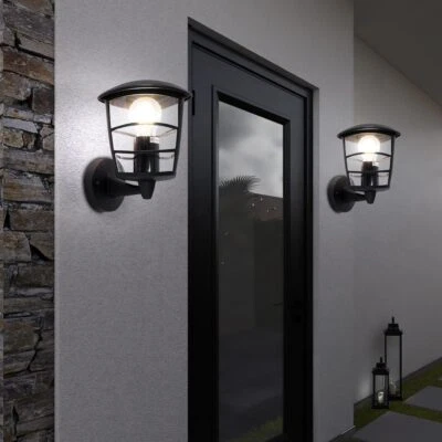 Wandlampe Außen Wandleuchte Gartenlampe 1 flammig Balkon Alu schwarz LED 2er Set - Bild 1 von 4