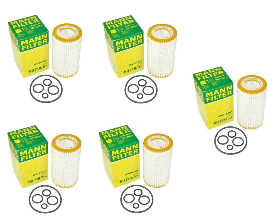 Juego de 5 Kit de filtro de aceite de motor y anillos de sellado Mann HU7185X para Mercedes W203 W204 Foto 1 de 1