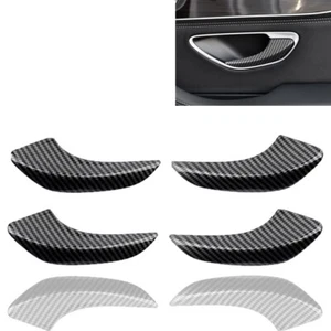 Carbon Fiber Print Inner Door Handle Cover Plastic Fits 17-23 W213 C238 E300 E63 - Picture 1 of 5