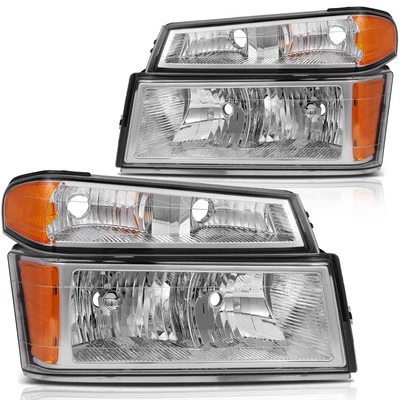 Chrome Amber For 2007-2008 Isuzu i-370 2.9L 3.7L Headlights Assembly Pair - Image 1 of 4