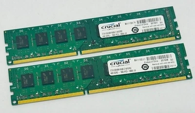 8GB (2 x 4GB) Kit Crucial CT51264BA160B.C16 PC3-12800U DDR3 Computer Memory - Image 1 of 4