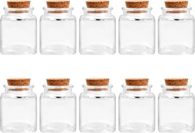 10 Pezzi Mini Trasparente Bottiglia in Vetrocon Tappo in Sughero, Barattoli Di V - Immagine 1 di 4