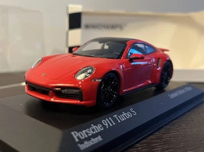 Porsche 911 Turbo S 992 Minichamps 1 43 Indischrot , Black Wheels! 1 Of 200!Rare - Immagine 1 di 4