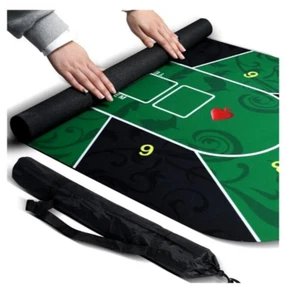 71"x 36" Texas Hold'em Poker Mat Portable Poker Tabletop Waterproof Cover, Green - Picture 1 of 5
