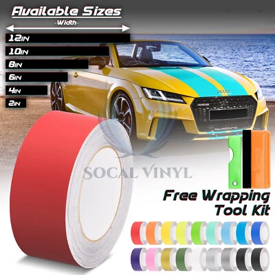 Матовые цветные гоночные полоски виниловые наклейки для Audi TT полоса 25 футов / 50 футов длиной - Изображение 1 из 4