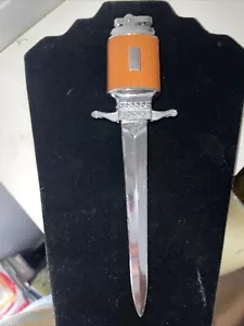 Vintage ATC Super De Luxe Letter Opener Knife Dagger & LEATHER WRAP Lighter 9.5" - Picture 1 of 8