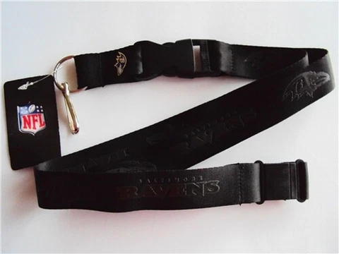 Baltimore Ravens NFL Black on Black Lanyard Key Ring Keychain w/ Safety Clip Cover