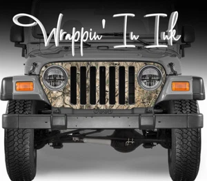 Grill Wrap in Skull Obliteration Camouflage for Jeep Wrangler 1997-2006 - Picture 1 of 2
