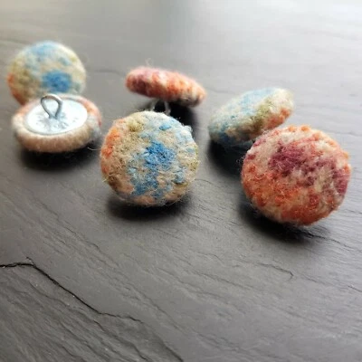 Hand covered buttons, unique felted wool buttons, pack of 19, 23, 25 or 31mm - Image 1 of 4