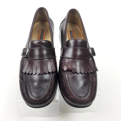 Mocasines Florsheim Puntera Mocasín Sin Cordones Kiltie Cuero Marrón Rojizo Hebilla 9D  Foto 1 de 4