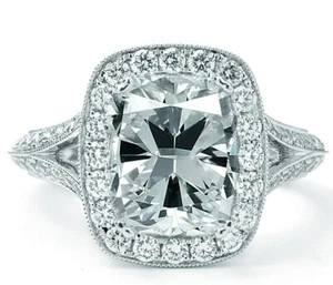 GIA Certified Halo Design Cushion Cut Diamond Platinum Engagement Ring 2.25 CTW - Picture 1 of 4