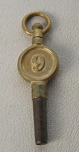 1800's Antique Victorian Star Flower Sz 9 Key Brass Pocket Watch Winding Key 44 - Picture 1 of 7