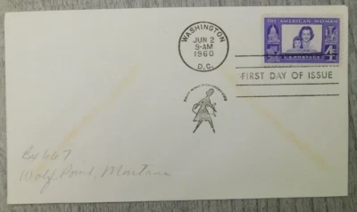 First Day Of Issue The American Woman WA DC 1960 Vintage Stamp Envelope Cover - Image 1 of 4